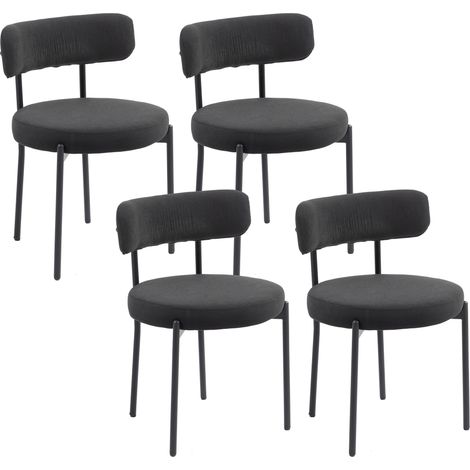 Set di 4 sedie da pranzo con schienale in tessuto e gambe in acciaio, 51 x 51 x 76 cm, nere.