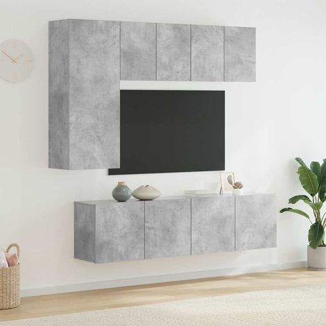 vidaXL 5 Piece TV Wall Units Concrete Grey Engineered Wood (1/5)