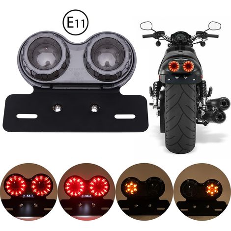 Feu Arrière Moto - 40 LED Intégré Frein Clignotant Plaque Immatriculation - Universel Custom - Noir (1/5)