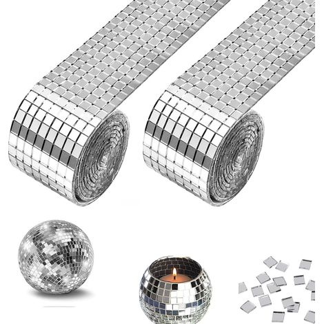 3200 Pièces Mini Carreaux Mosaïque Carrés Verre, Carrelage Miroir Mosaïque Carré, Autocollant Mosaique Verre, pour Salle de Bain, l'hôtel (Argent) (1/5)