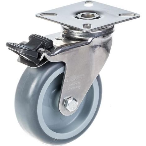 Rueda de acero inoxidable - 75 mm - giratoria - con freno - carga 60 kg