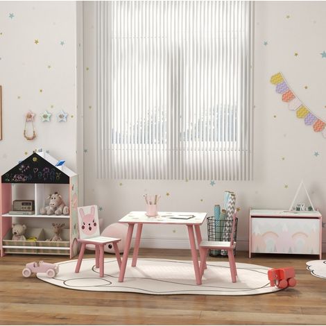Ensemble table et chaises enfants en pin, rose, motif animaux, 3-8 ans DESVIAE (1/5)