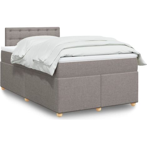 vidaXL Sommier à lattes de lit avec matelas taupe 120x190 cm tissu (1/5)