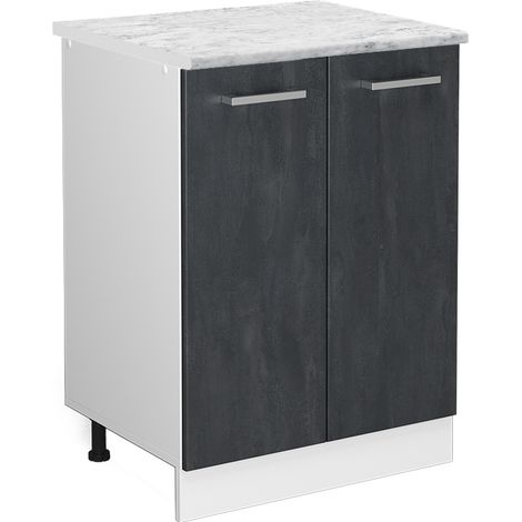 Mobiletto base cucina R-Line, Calcestruzzo nero, 60 cm PL Marmo, Vicco (1/4)