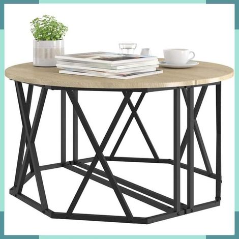 Table basse - 868250 - Chêne sonoma - Carré 80 x 80 cm - Bois d'ingénierie & acier (1/5)