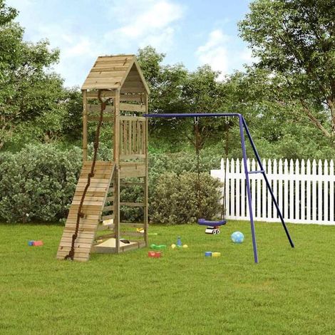 Aire de jeux extérieure : Aire de jeux d'extérieur bois massif de douglas  jeu extérieur enfant, aire de jeu jardin, balançoire enfant , pour jardin, usage domestique , enfant 3-8 ans (1/5)