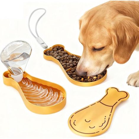 Borraccia per cani portatile da viaggio, ciotola per bere a prova di perdite e contenitore per cibo in uno, ideale per passeggiate e campeggio. Accessorio per cuccioli con porta-snack. (1/5)