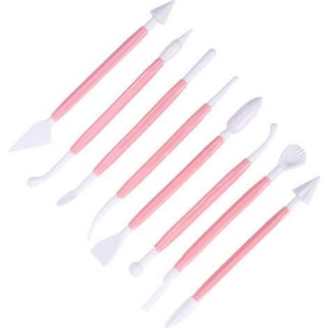 Ensemble de 8 stylos à graver les gâteaux roses à double pointe, pour une prise en main confortable. (1/5)