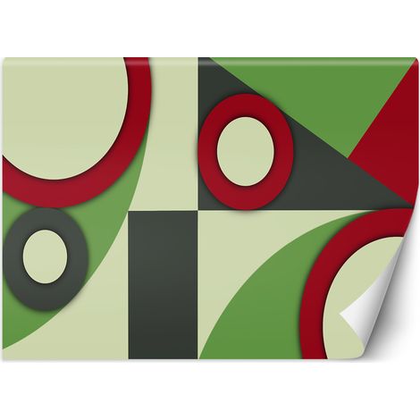 Fototapete Geometrische Abstrakt Rot Grün 300x210 cm (1/5)