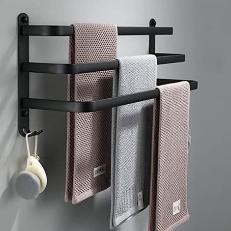 Porte-serviettes Aluminium - Noir - Design contemporain (1/4)