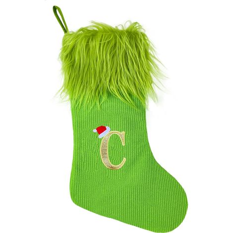 Chaussette De Noël - Tricotée En Polyester - 45 Cm - Avec Lettre Personnalisable A À Z - Pour Décoration De Cheminée Ou Arbre De Noël - 1 Pièce (1/5)