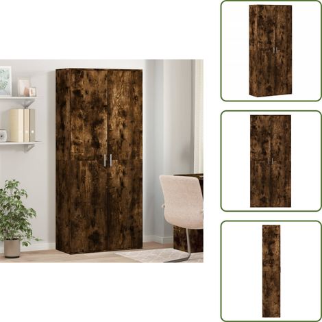 Stauraum - vidaXL Highboard Räuchereiche 80x35x180 cm Holzwerkstoff - Hochregal Holz (1/5)