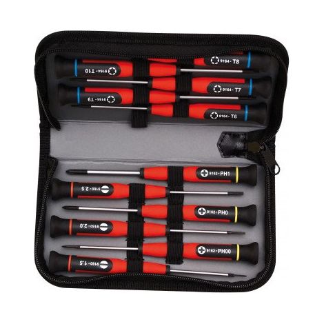 Jeu de 12 tournevis micro Mob (Fente, Phillips®, Torx®) (1/2)