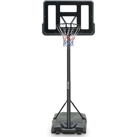 Panier de basket-ball d'extérieur, hauteur réglable de 198,12 à 304,8 cm, convient aux enfants et aux adultes, panneau en PVC, filet résistant aux intempéries, support triangulaire, roulettes intégrée