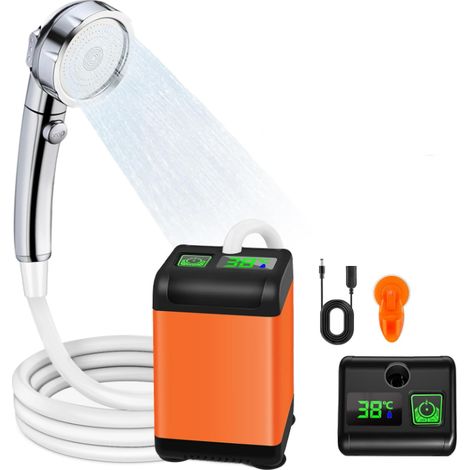 Kit de ducha de camping, ducha portátil, bomba de ducha eléctrica recargable de 6000 mAh con temperatura inteligente y presión de agua ajustable para exteriores y senderismo. (1/5)