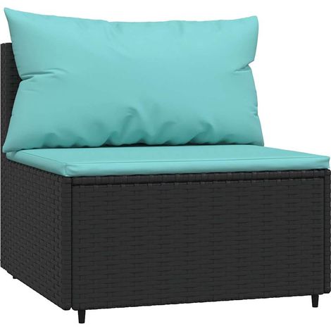 Maison Exclusive - Garten-Mittelsofa mit Kissen Schwarz Poly Ratt