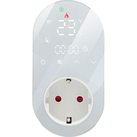 Digitale LED-Temperaturregelungssteckdose, programmierbare Steckdose, thermostatgesteuert, für AC-Fußbodenheizung, 16 A, weiß (1/5)