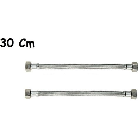 Coppia tubo flessibile 30cm tubi acqua calda e fredda caldaia 1/2x1/2 DGO-170 (1/5)