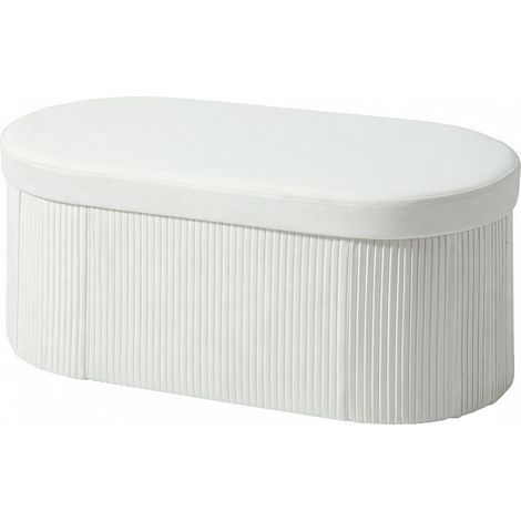 HOMCOM Pouf Contenitore Pieghevole in Velluto con Vano da 72L 76x38x35 cm Crema