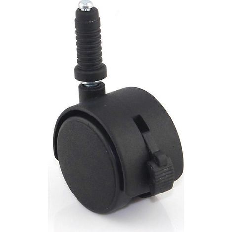 Lot de 2 roulettes robustes de 5 cm (2 pouces) pour meubles, avec frein, pour lit enfant, universelles, avec cache-tige (noir)-Black