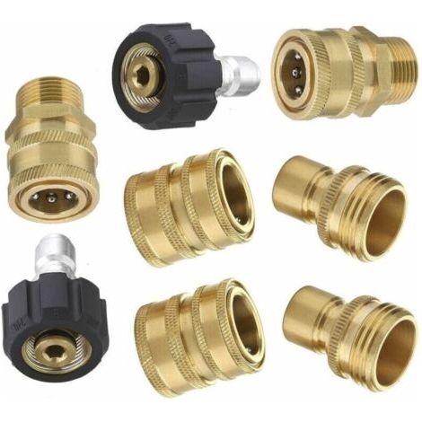 Accessoires pour nettoyeur haute pression,kit de connecteur rapide pour tuyau haute pression,M22 3/8 à connexion rapide 3/4 à déconnexion rapide,8pcs