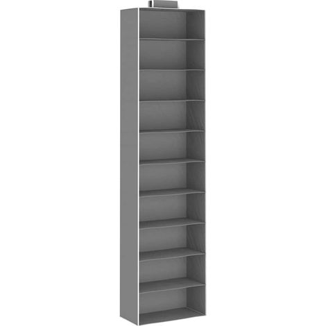 Étagère suspendue de rangement dressing organisateur tissu pliable gris et blanc lot de 2 (1/5)