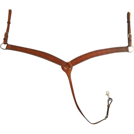 Pettorale western in cuoio con lavorazione barbwire: Taglia unica cob/full, Chestnut