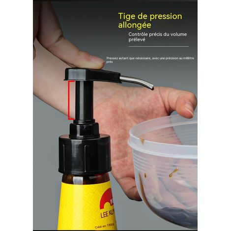Pompe doseuse pour huître en acier inoxydable 304, lot de 2 pièces noir et blanc, universelle pour sauce soja et confiture, lavable au lave-vaisselle (1/5)