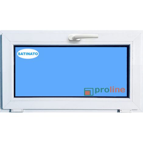 Finestra in PVC L 800 mm x H500 mm Bianco, A Vasistas Vetro Satinato (1/4)