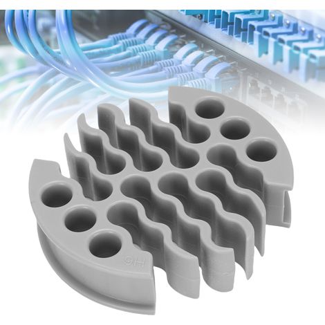 Peine para cables con 30 entradas, 0,8 cm de diámetro, gris, 7 filas, antienredos. (1/5)