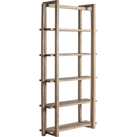 Bibliothèque en bois d'orme style colonial - marron clair (1/5)