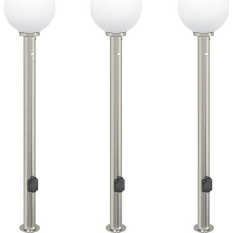 Poteaux d'éclairage avec détecteurs de mouvement et douilles, ensemble de 3 pièces, 120 cm, acier inoxydable, indice de protection IP44. (1/5)