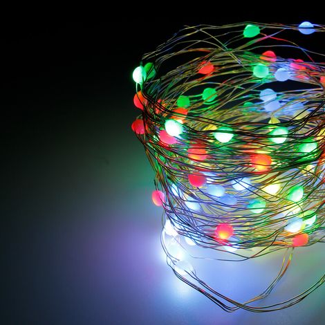 Guirlande filaire LED 4,9M 3xAA 8 fonctions RGB (1/5)