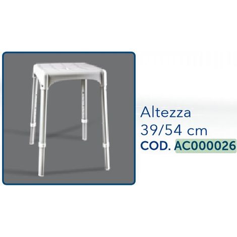 Sedia da doccia quadrata regolabile h. 39 / 54 cm AC000026