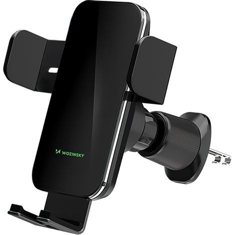 Supporto per auto con morsetto e caricatore induttivo per telefono da 15W per griglia - nero (1/5)