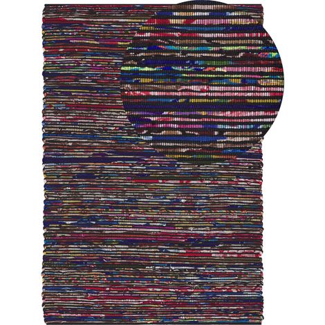 Tappeto multicolore scuro in cotone tessuto a mano - 160 x 230 cm - Bartin