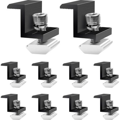 Fixation Panneau Solaire: 10 Pièces Support Panneau Solaire en Aluminium 30 mm, Support Montage Panneau Solaire en Z pour Camping Car Panneau Photovoltaïque Toit Plat, Avec Ecrous et Boulon (1/5)