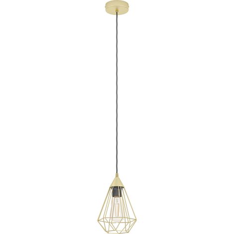 Lampadario A Sospensione Vintage Tarbes Acciaio Ottone Spazzolato 1 Luce E27