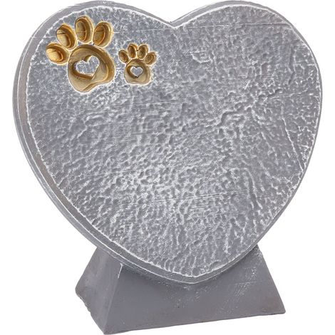 Pierre tombale en forme de cœur pour animaux, à faire soi-même, en résine, pour chien ou autre animal de compagnie. Décoration extérieure pour cour ou jardin. Pierre dressée grise. (1/5)
