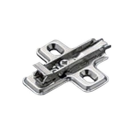 Embase acier cruciforme – Épaisseur 0 mm – Fixation à visser – Réglage frontal par excentrique – Décor nickelé – Salice (1/4)