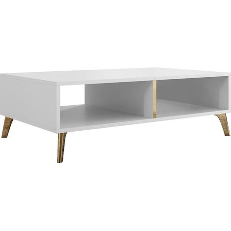 Mesa de centro Comfivo Capella, Blanco, 32x60x100cm, Diámetro: 0, Aglomerado laminado, Angular