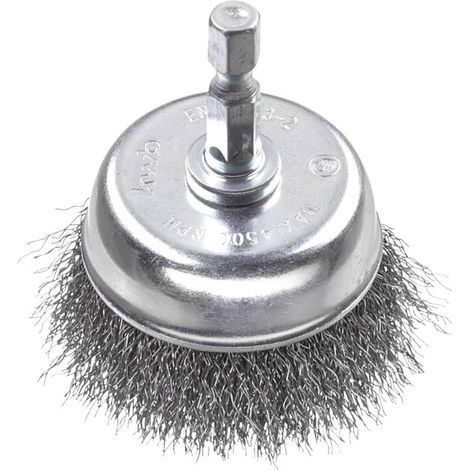Brosse boisseau fine, ondulée, fil d'acier HSS, Ø 75 mm pour métal et pierre