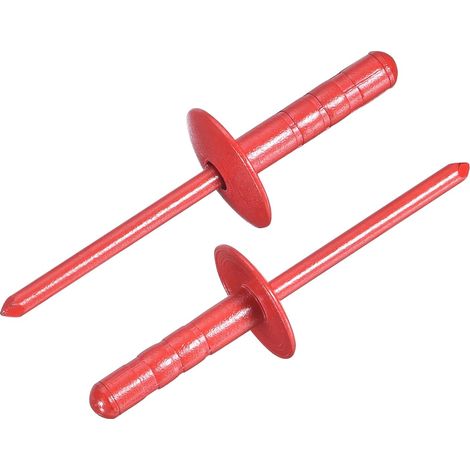 100 Pièces 4.8 x 20 mm Rivets Aveugles En Aluminium Rivets à Grande Tête à Prise Multiple En Aluminium Avec Axe En Acier Pour Métal, Meubles, Automobile, Rouge (1/5)