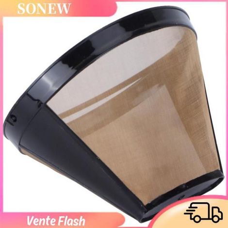 Filtre À Café - Acier Inoxydable Et Abs - Pour Machines À Café À Filtres Coniques - 123 X 58 X 85 Mm - Or - 1 Pièce (1/5)