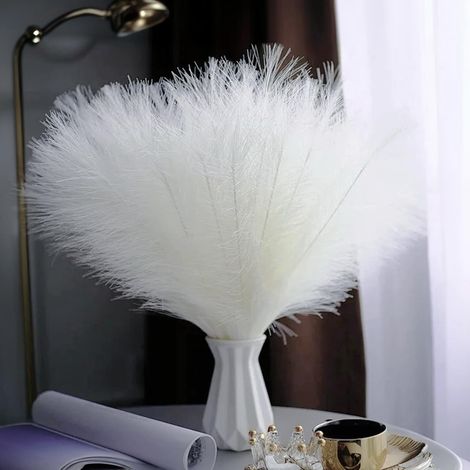 30 künstliche, getrocknete Pampasgrasbüschel, 55 cm, weiß, im Boho-Stil, für Hochzeiten, Wohnzimmer und Zuhause