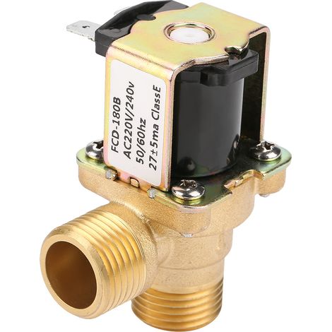 Elektrisches Magnetventil aus Messing, AC220V G1/2, normal geschlossen, pilotgesteuert, Wassereinlass (1/5)