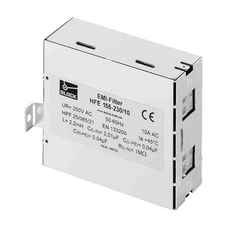 BLOCK HFE 156-230/12 HFE 156-230/12 Filtro soppressore 250 V/AC 12 A (L x A) 45 mm x 110 mm 1 pz. (1/2)