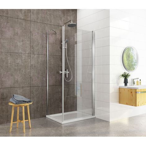 Heilmetz Duschkabine 80x90cm Duschabtrennung Duschtür mit Seitenwand Duschwand Schwingtür 6mm ESG Sicherheitsglas mit Beidseitiger Nano-Beschichtung Höhe 195cm (1/5)