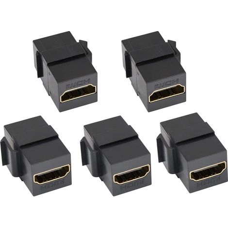 Conector HDMI JSSEVN-4K, conector HDMI hembra a hembra chapado en oro, adaptador 3D 4K 60Hz para panel de audio y video de placa de pared (negro/paquete de 5) (1/5)
