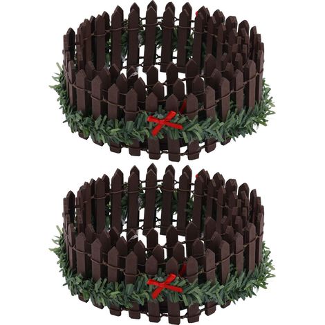 2pcs Barrière Miniature, Mini Clôture en Piquets Sapin de Noël Durable Accessoires Village Noël Amusants pour Intérieur Extérieur Maison Jardin Fête Décoration (Marron) (1/5)